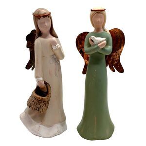 Mindsprings Angels Copper Wings Holding a White Dove 2002 2005 Figurines Basket